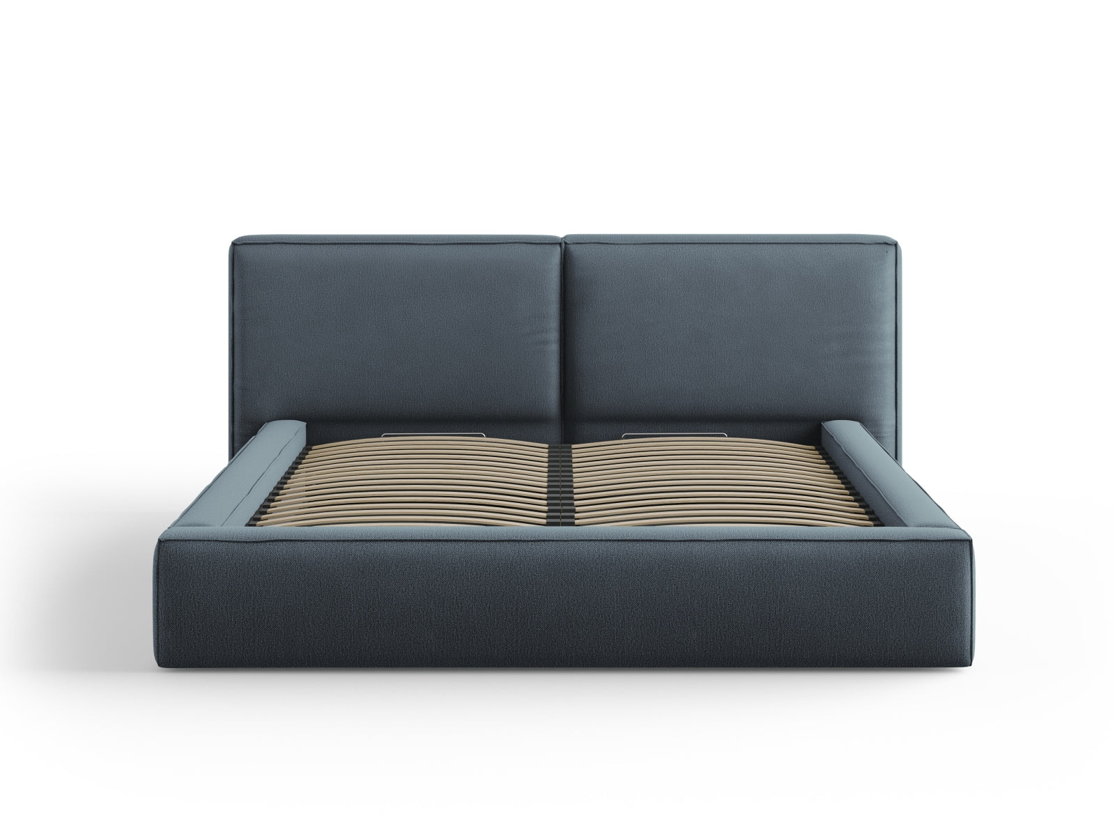Arendal Storage Bed with Double Headboard (Structured Fabric) - Blue - 180x200