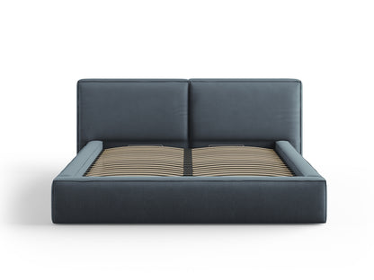 Arendal Storage Bed with Double Headboard (Structured Fabric) - Blue - 180x200