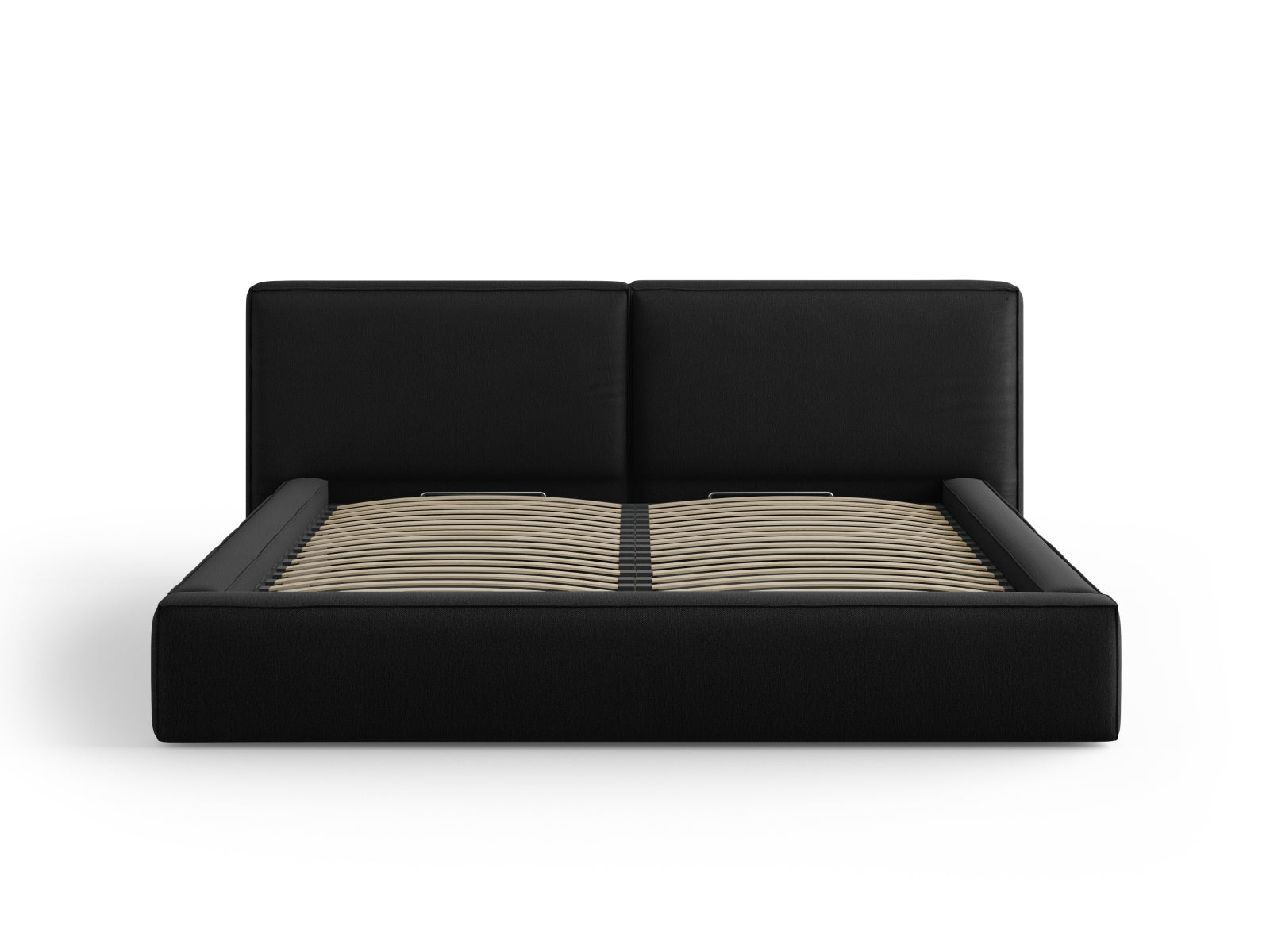 Arendal Storage Bed with Double Headboard (Structured Fabric) - Black - 200x200
