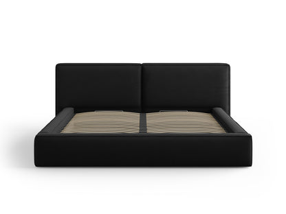 Arendal Storage Bed with Double Headboard (Structured Fabric) - Black - 200x200
