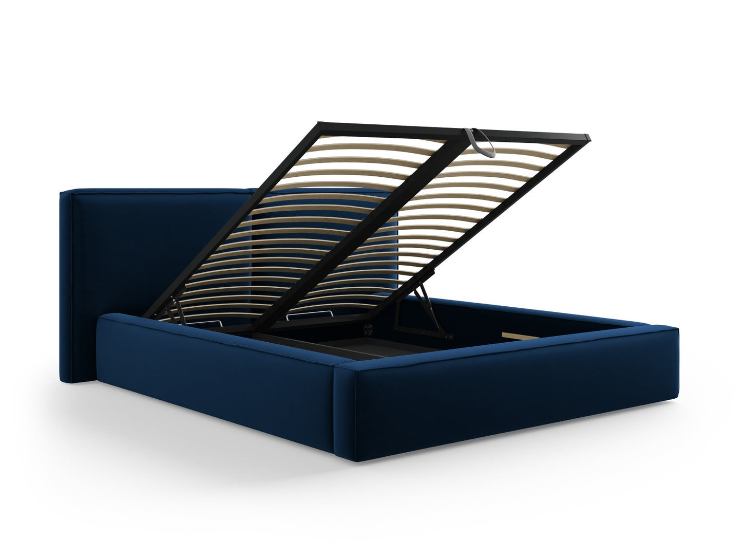 Arendal Storage Bed with Double Headboard (Velvet) - Royal Blue - 160x200