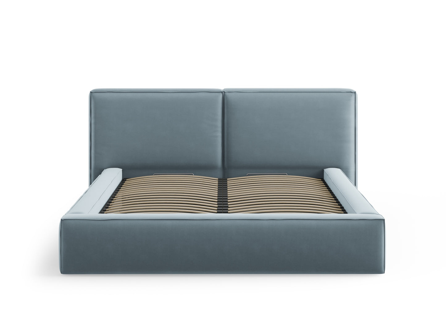 Arendal Storage Bed with Double Headboard (Velvet) - Light Blue - 180x200