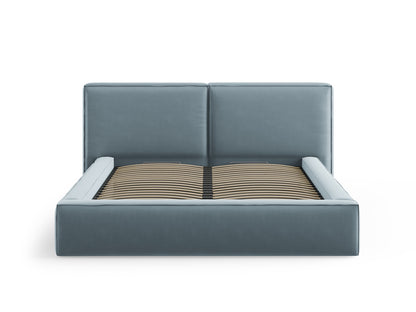 Arendal Storage Bed with Double Headboard (Velvet) - Light Blue - 180x200