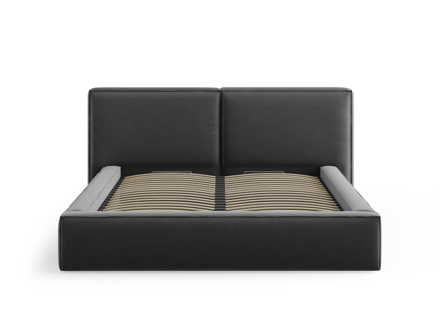 Arendal Storage Bed with Double Headboard (Velvet) - Grey - 200x200