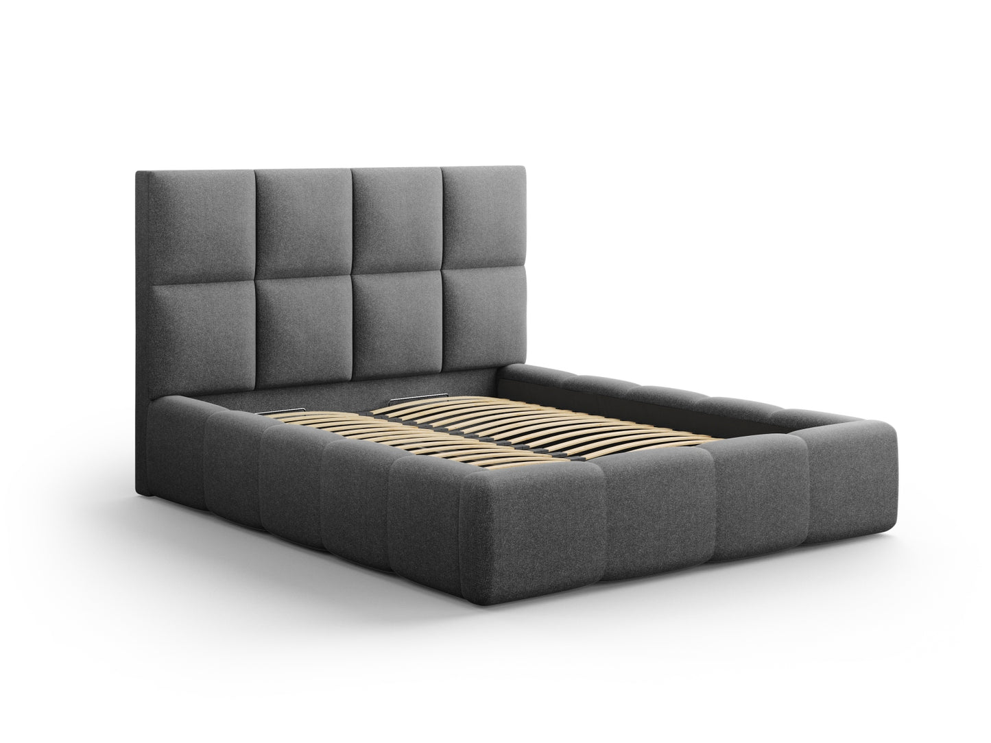 Livigno Storage Bed with Headboard - Solid Structured Fabric - Gallery image 3