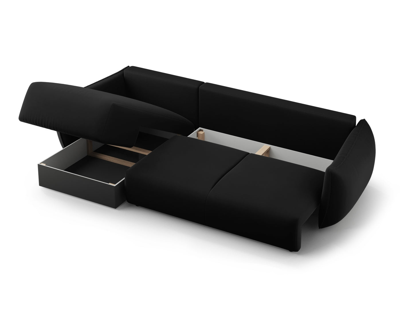 Matera Corner Sofa With Bed Function And Box - Left/Right (4 Seats, 253x173x86) - Salvador Velvet - Gallery image 4