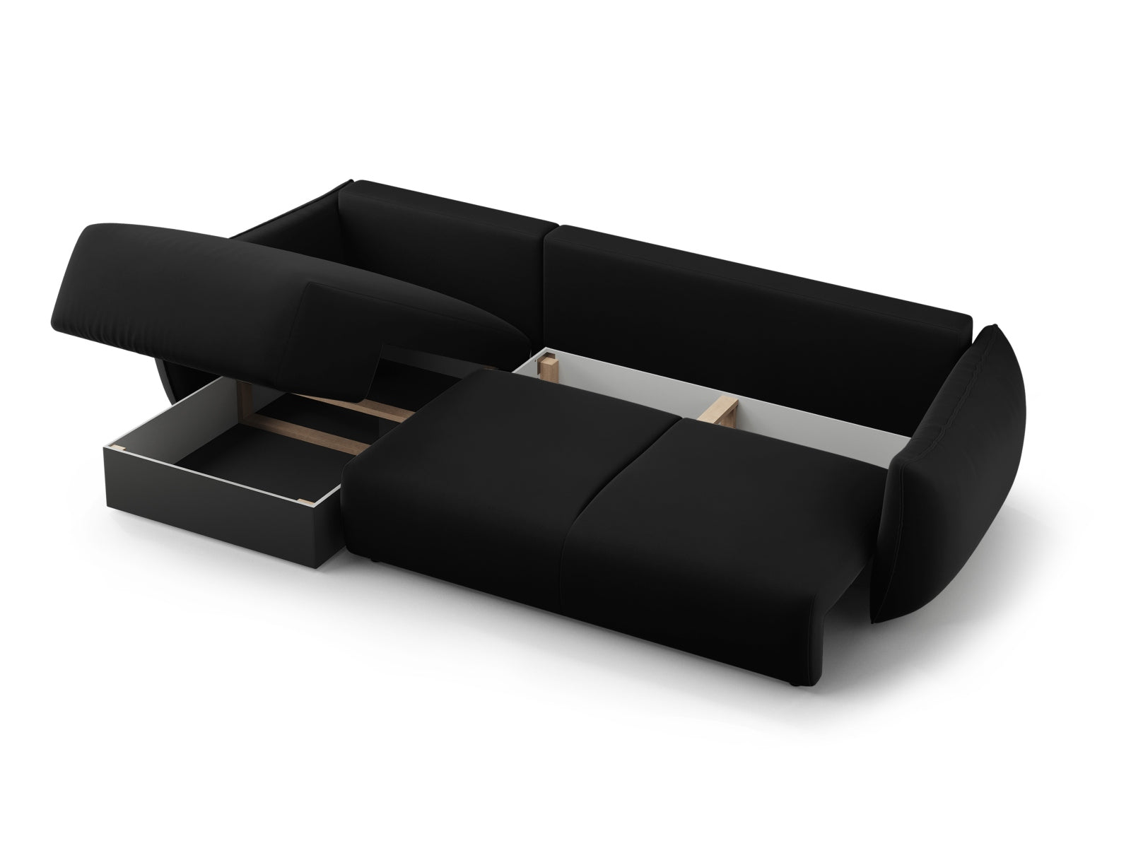 Matera Corner Sofa With Bed Function And Box - Left/Right (4 Seats, 253x173x86) - Salvador Velvet - Gallery image 4