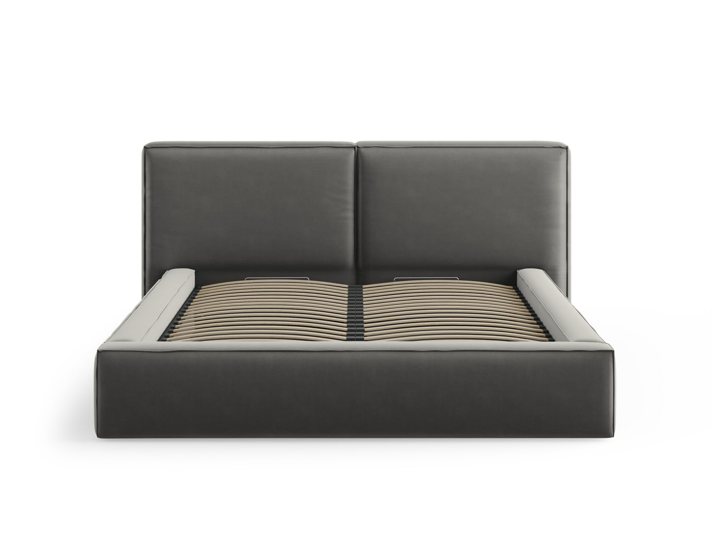 Arendal Storage Bed with Double Headboard (Velvet) - Light Grey - 180x200