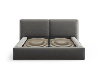 Arendal Storage Bed with Double Headboard (Velvet) - Light Grey - 180x200