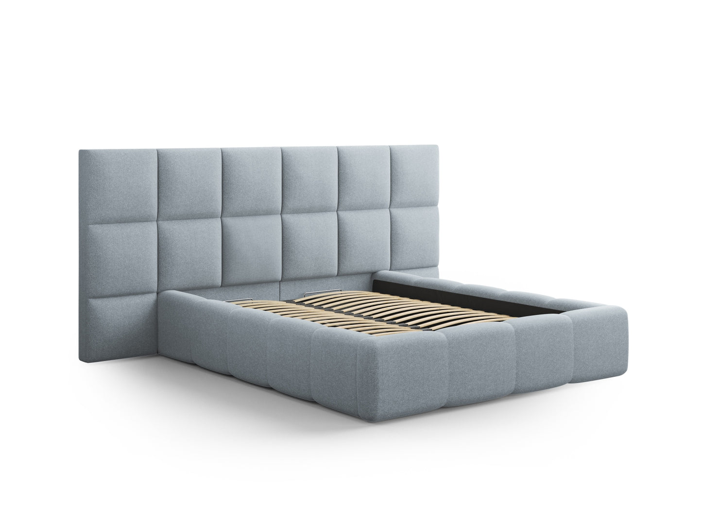 Livigno Storage Bed with Double Headboard - Solid Structured Fabric - Gallery image 5