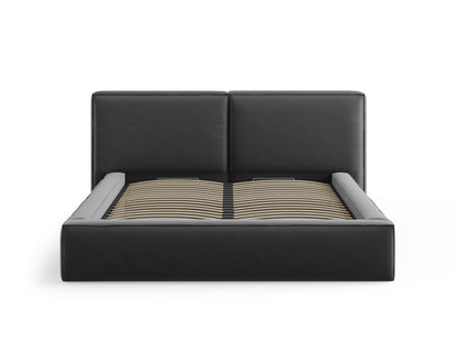 Arendal Storage Bed with Double Headboard (Velvet) - Grey - 140x200