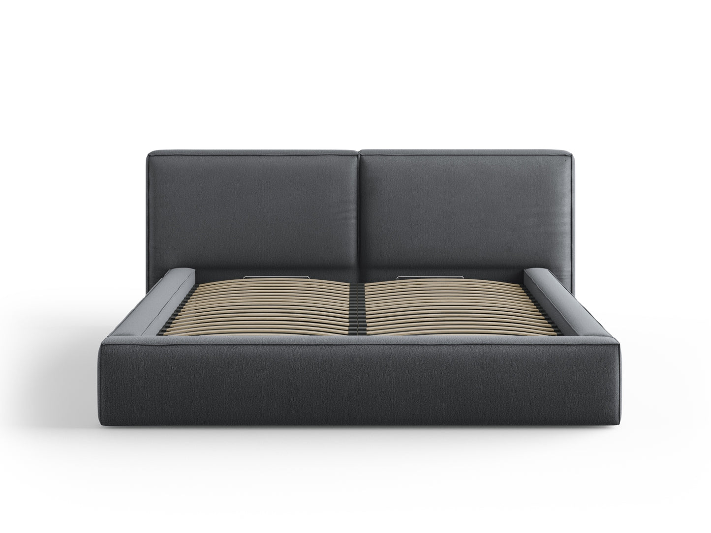 Arendal Storage Bed with Double Headboard (Structured Fabric) - Dark Grey - 180x200