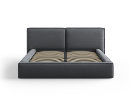 Arendal Storage Bed with Double Headboard (Structured Fabric) - Dark Grey - 180x200
