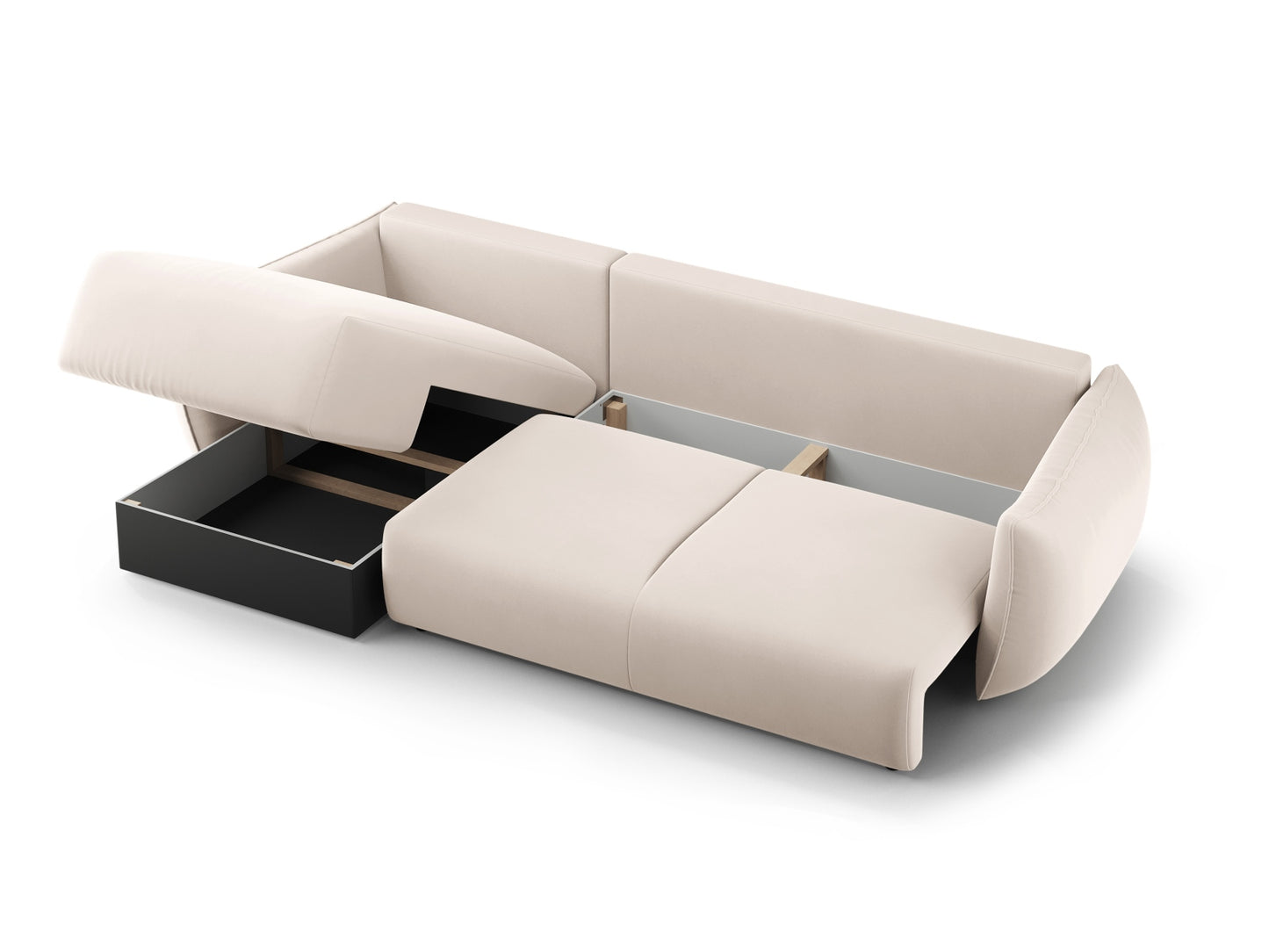 Matera Corner Sofa With Bed Function And Box - Left/Right (4 Seats, 253x173x86) - Salvador Velvet - Gallery image 2