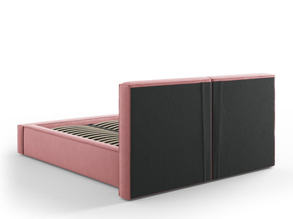 Arendal Storage Bed with Double Headboard (Structured Fabric) - Pink - 140x200