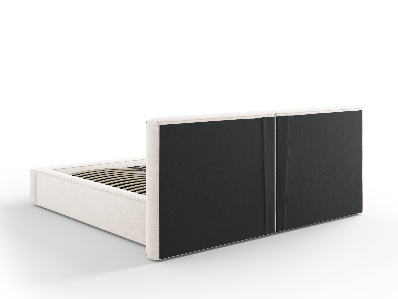 Arendal Storage Bed with Double Headboard (Structured Fabric) - Light Beige - 180x200