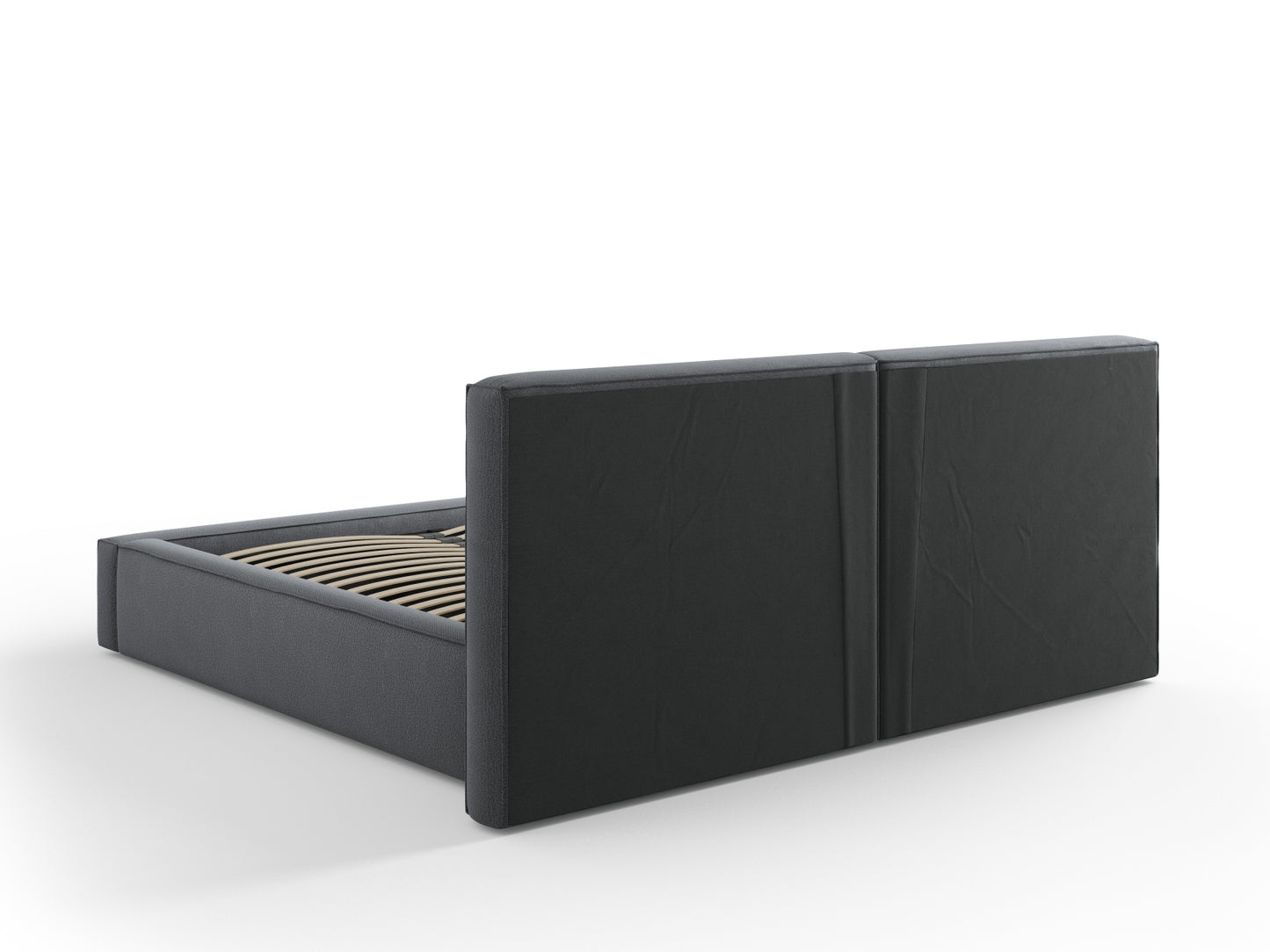 Arendal Storage Bed with Double Headboard (Structured Fabric) - Dark Grey - 180x200