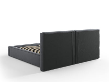 Arendal Storage Bed with Double Headboard (Structured Fabric) - Dark Grey - 180x200