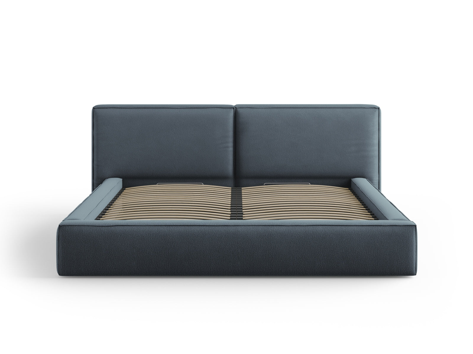 Arendal Storage Bed with Double Headboard (Structured Fabric) - Blue - 200x200