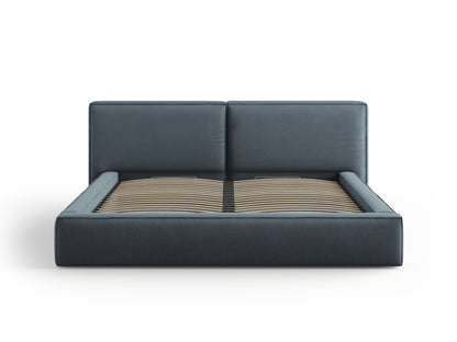 Arendal Storage Bed with Double Headboard (Structured Fabric) - Blue - 200x200