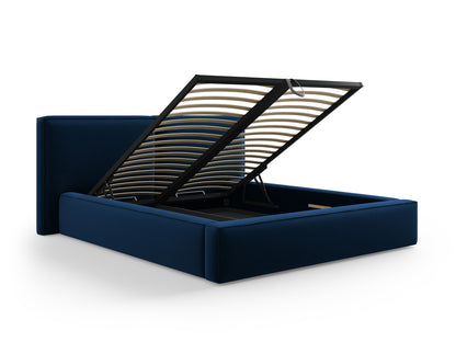 Arendal Storage Bed with Double Headboard (Velvet) - Royal Blue - 140x200