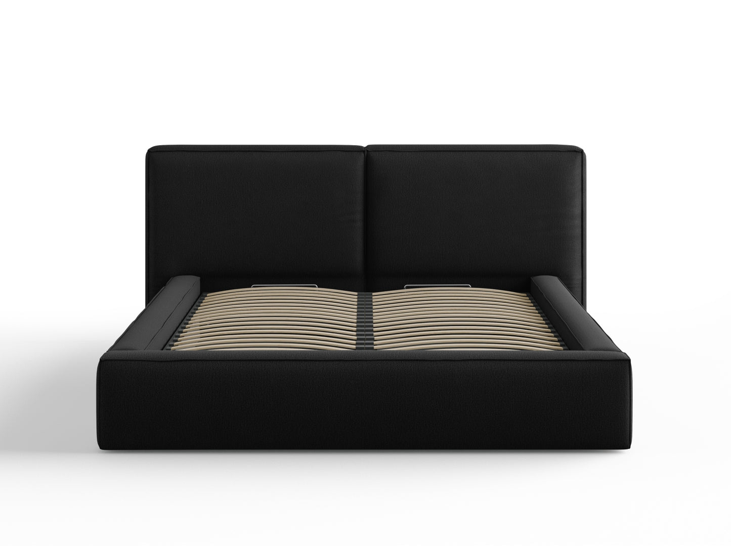 Arendal Storage Bed with Double Headboard (Structured Fabric) - Black - 160x200